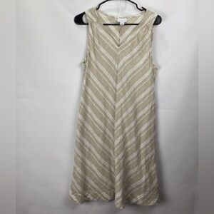 Liz Claiborne‎ Sleeveless V-neck A-line Midi Linen Dress womens sz M